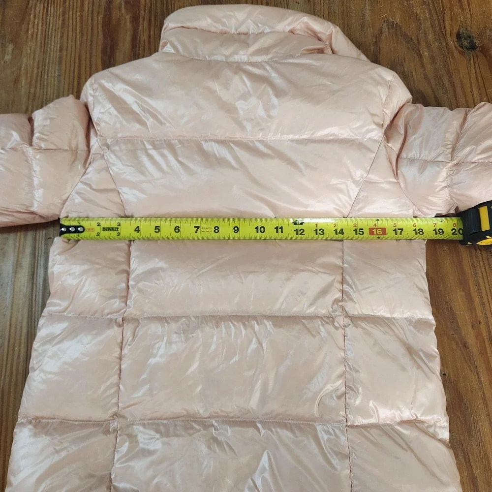 Lands End Full Double Zip Down Puffer Jacket Coat Women's XS Metallic Pink‎ Snow